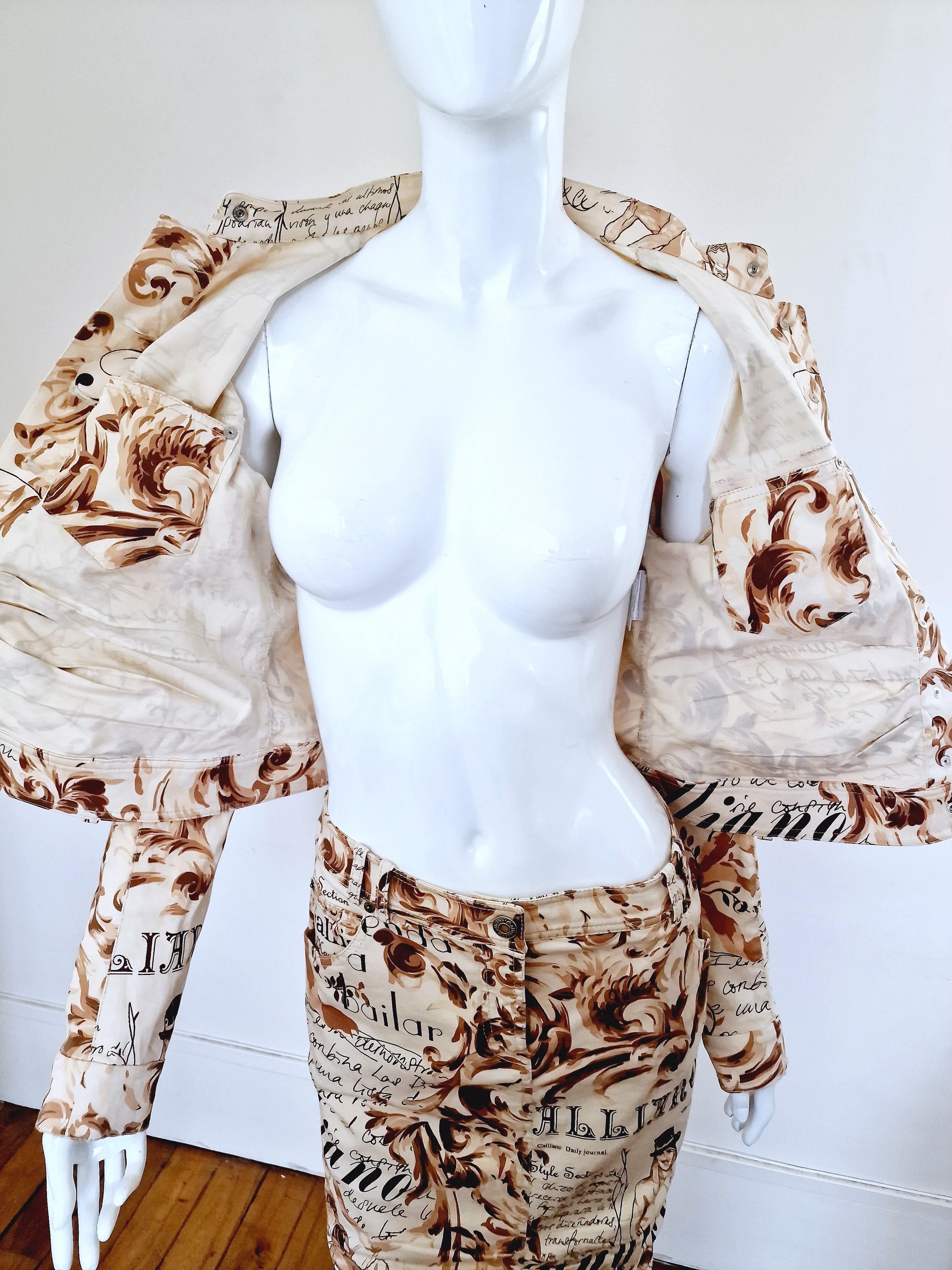 John Galliano Gazette Newspaper News Journal Vintage 90s XL Jacket Dress Suit For Sale 9