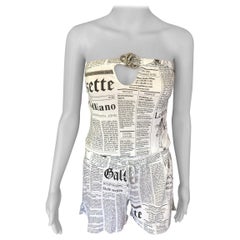 John Galliano Gazette Newspaper Print Romper Jumpsuit Playsuit