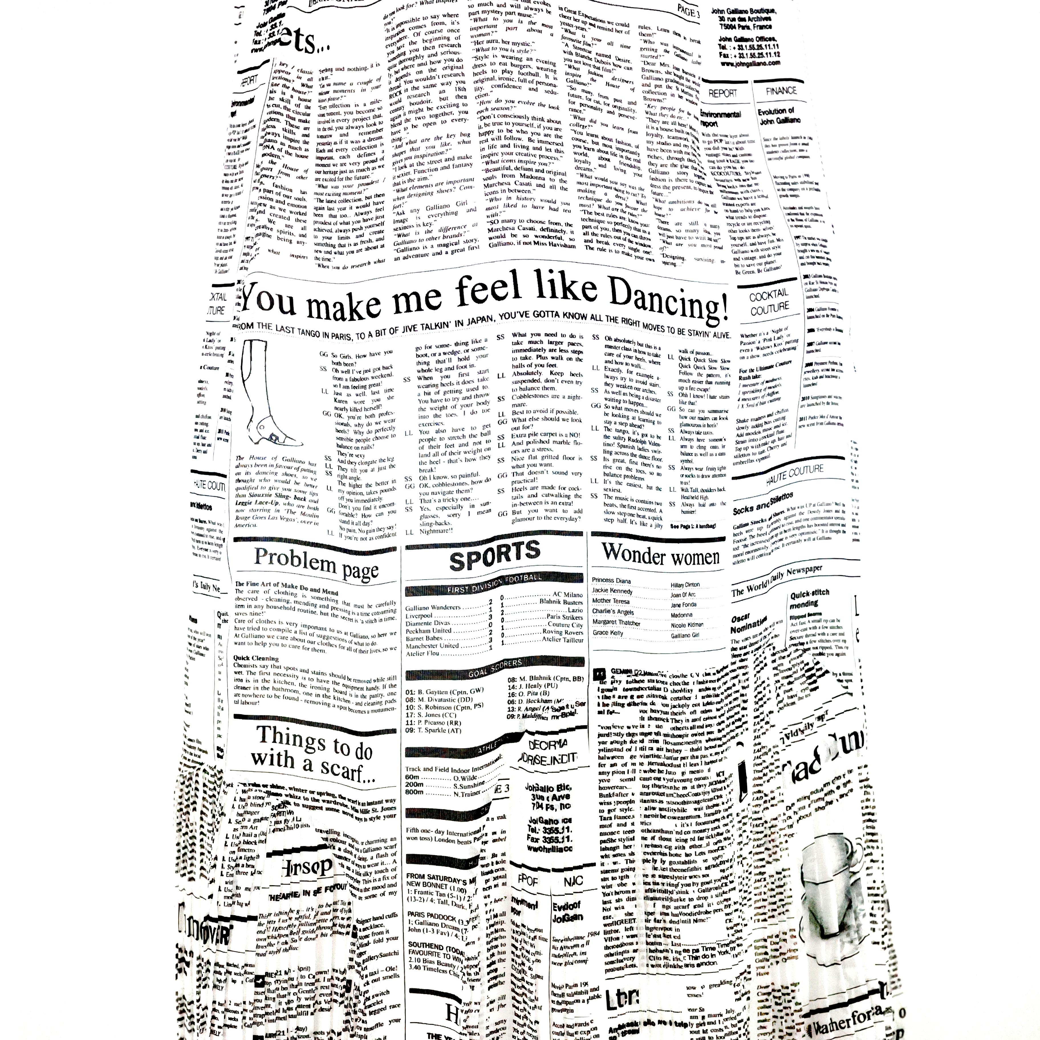 John Galliano Gaceta / Vestido de seda de periódico 5