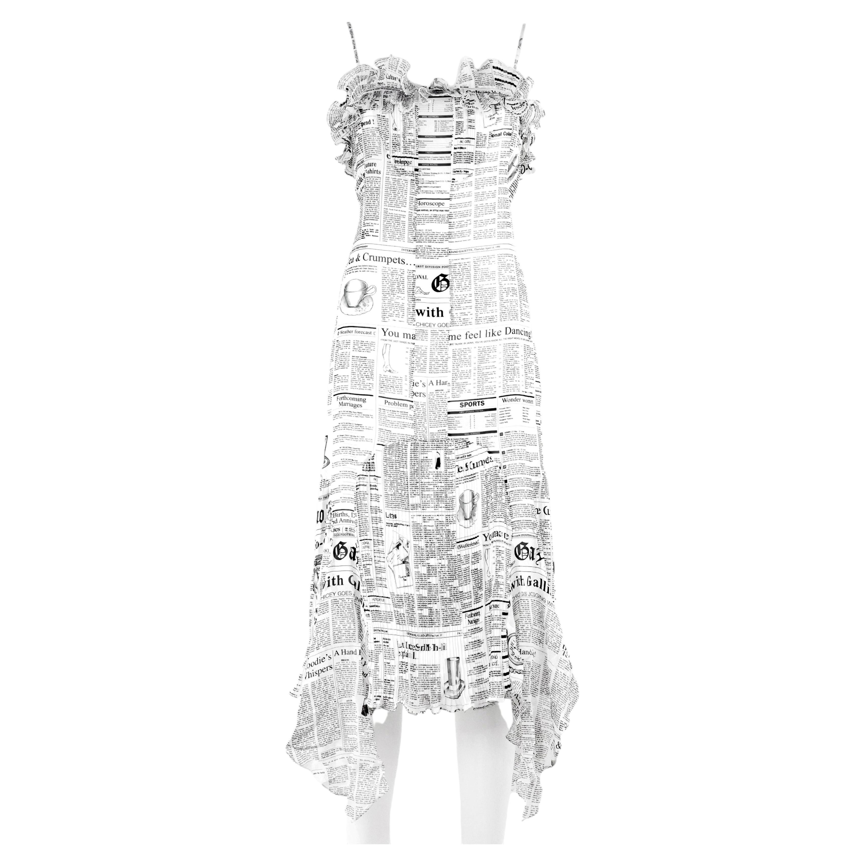 John Galliano Gazette / Newspaper Silk Dress