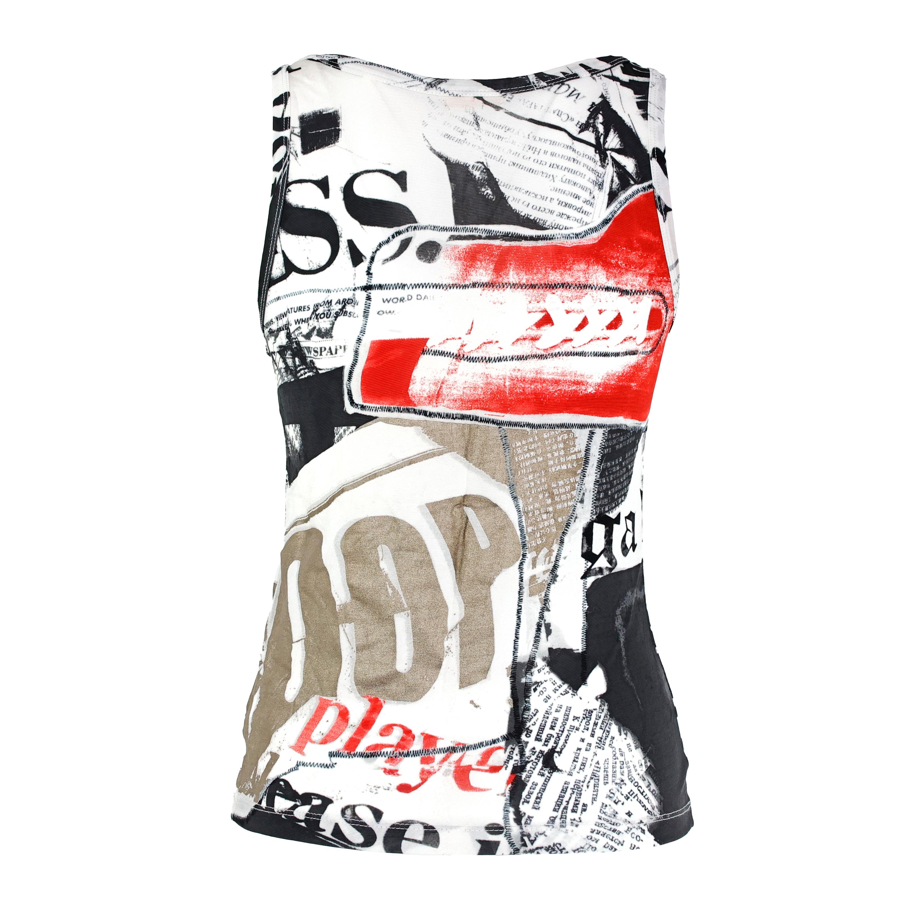 John Galliano Newspaper print tank top. Size XS

Condition:
Excellent.