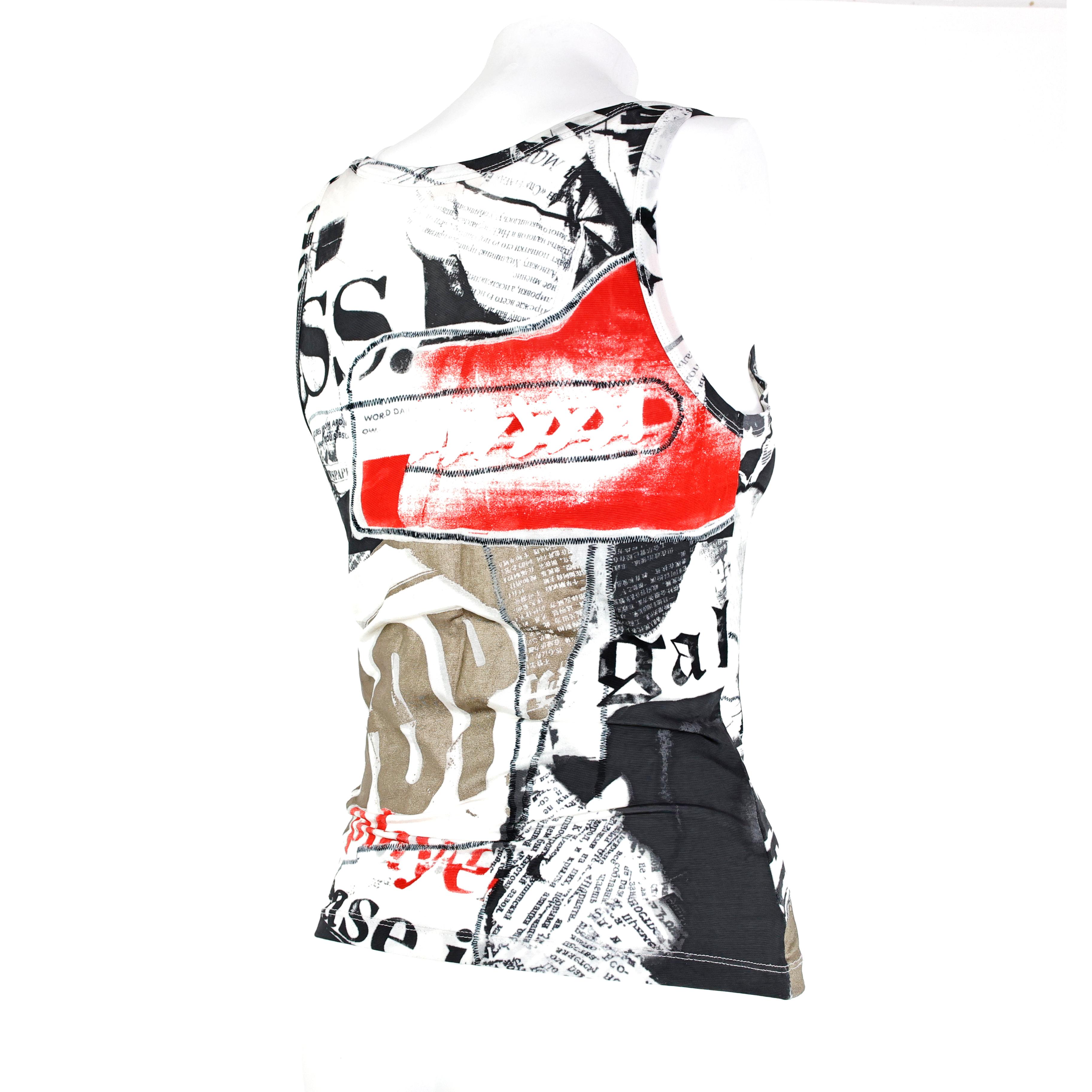 John Galliano Gazette / Newspaper Tank Top For Sale 1