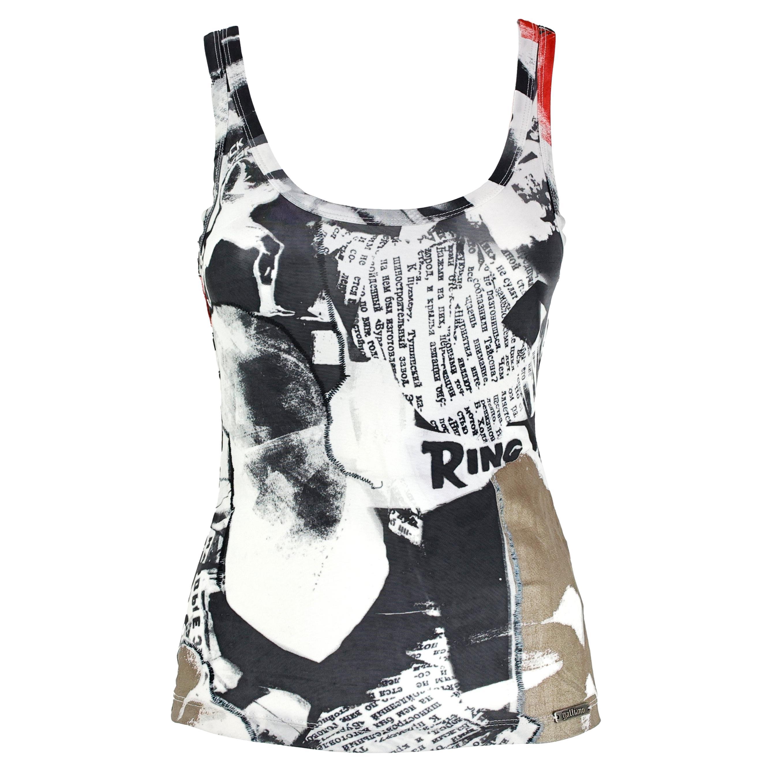 John Galliano Gazette / Newspaper Tank Top For Sale