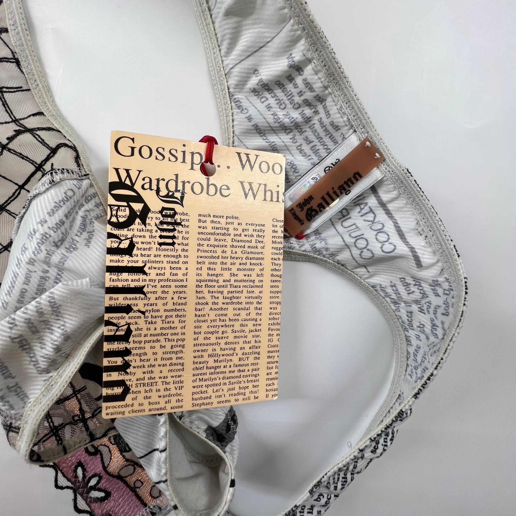John Galliano Gazette Newsprint Camisole & Thong Set (Extra Small) 2