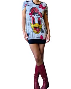 John Galliano Gazette Print & Donald Duck Sequin Mini Dress - Circa 2009