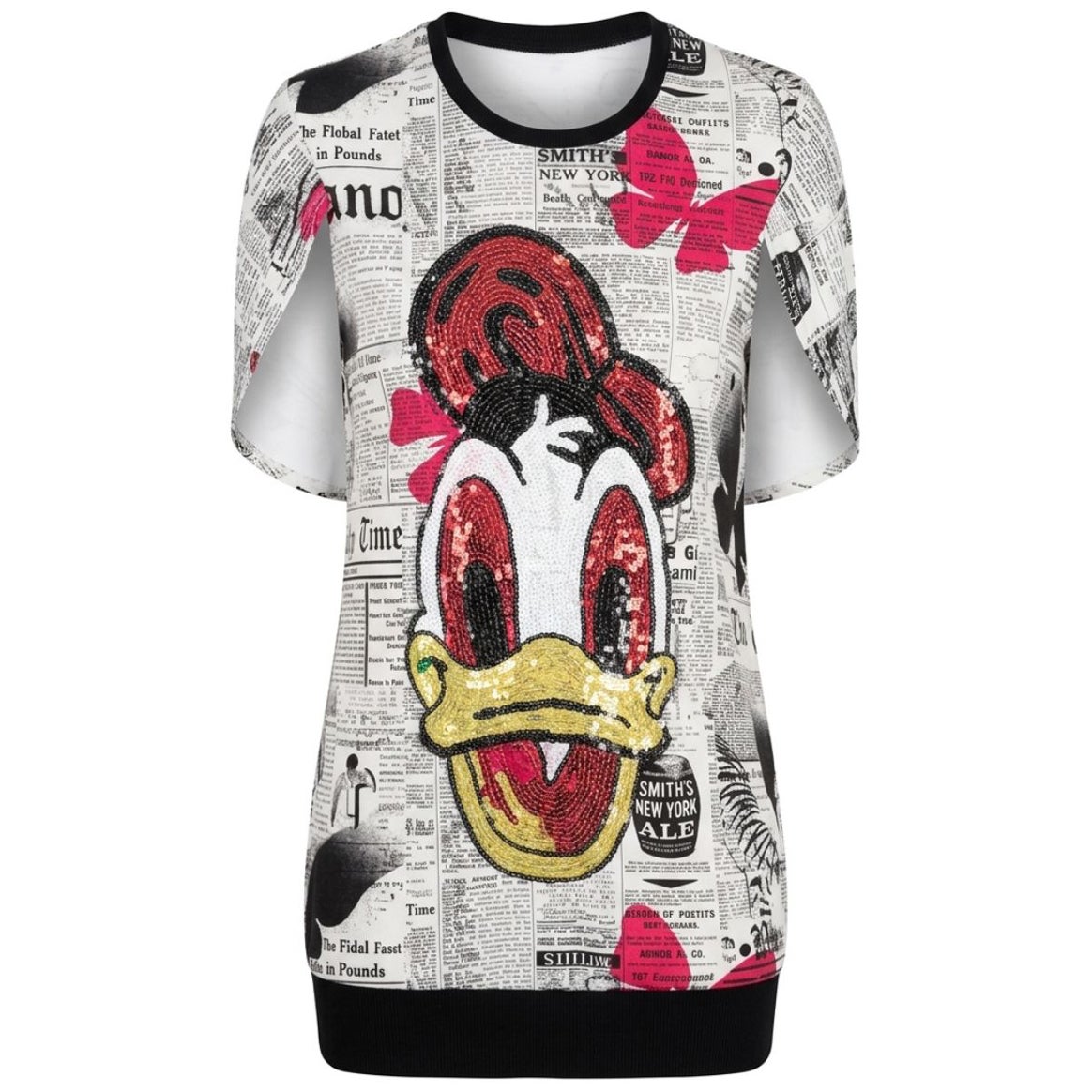 John Galliano Gazette Print & Donald Duck Sequin Mini Dress - Circa 2009