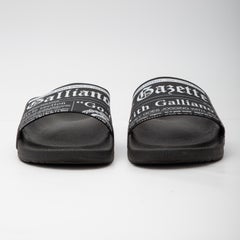 John Galliano Gazette Print Newspaper Unisex Pool Slides Sandals (US 11)