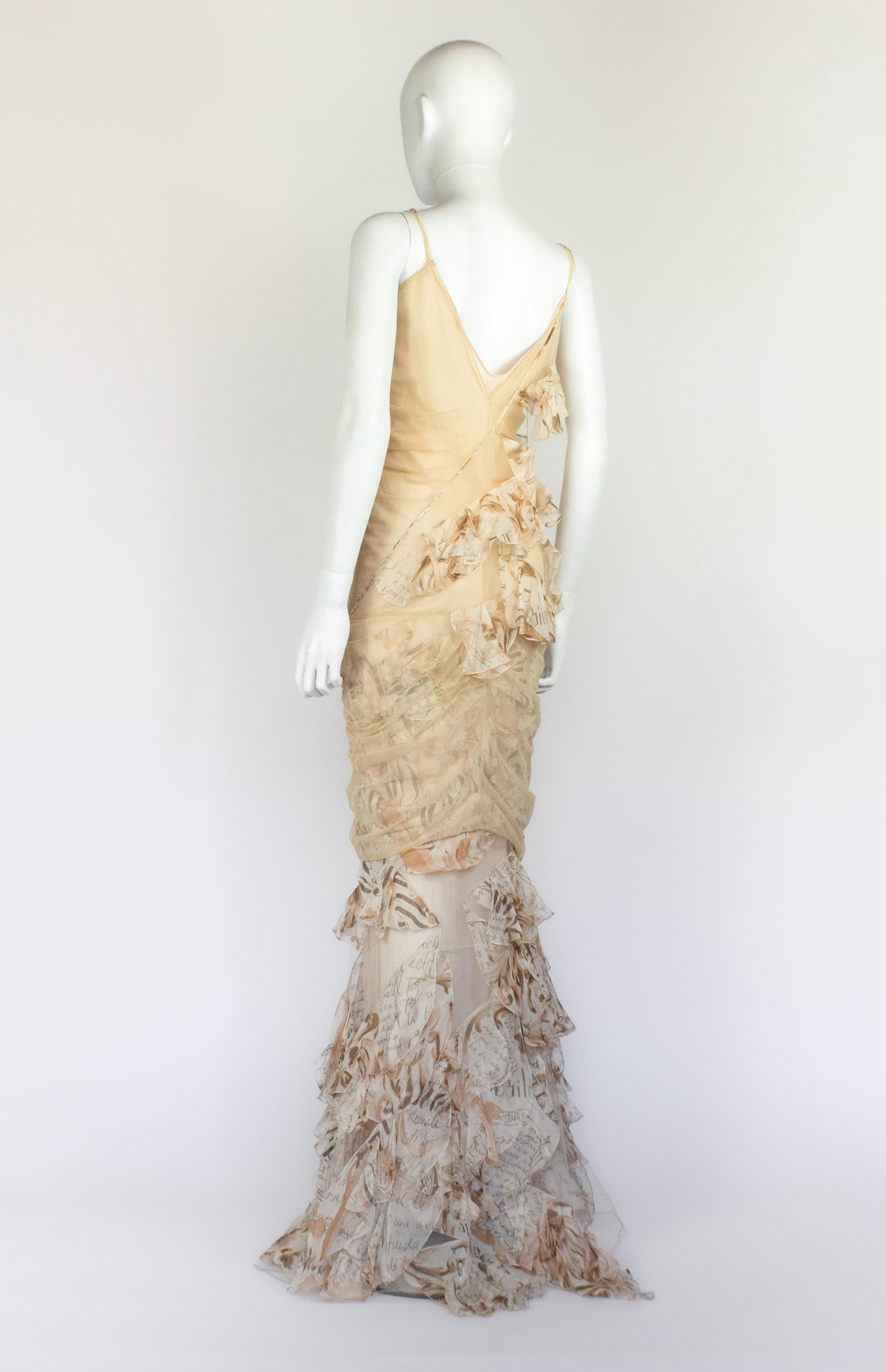 Beige John Galliano Gazette Runway Dress, S/S 2006 For Sale