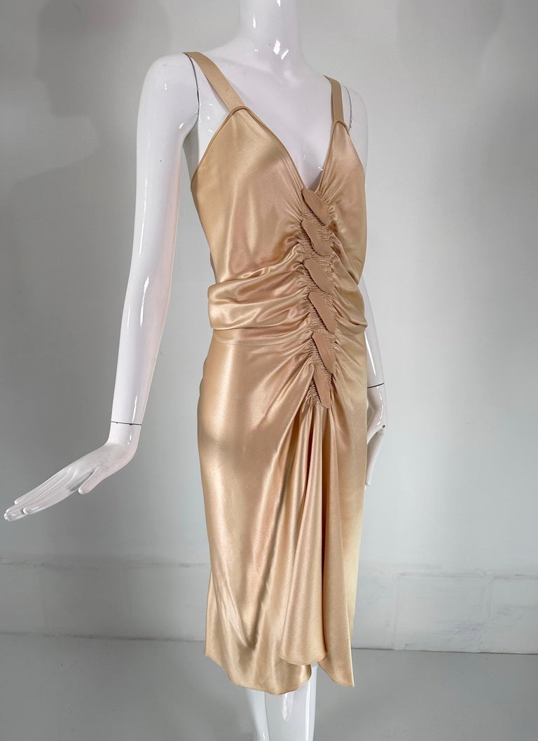 dundas draped gold leather dress Sylvie Leather Dress – Retrofete main image 0