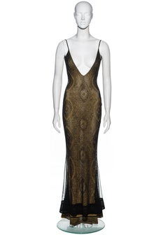 John Galliano gold jacquard knitted lurex evening dress, ss 1998