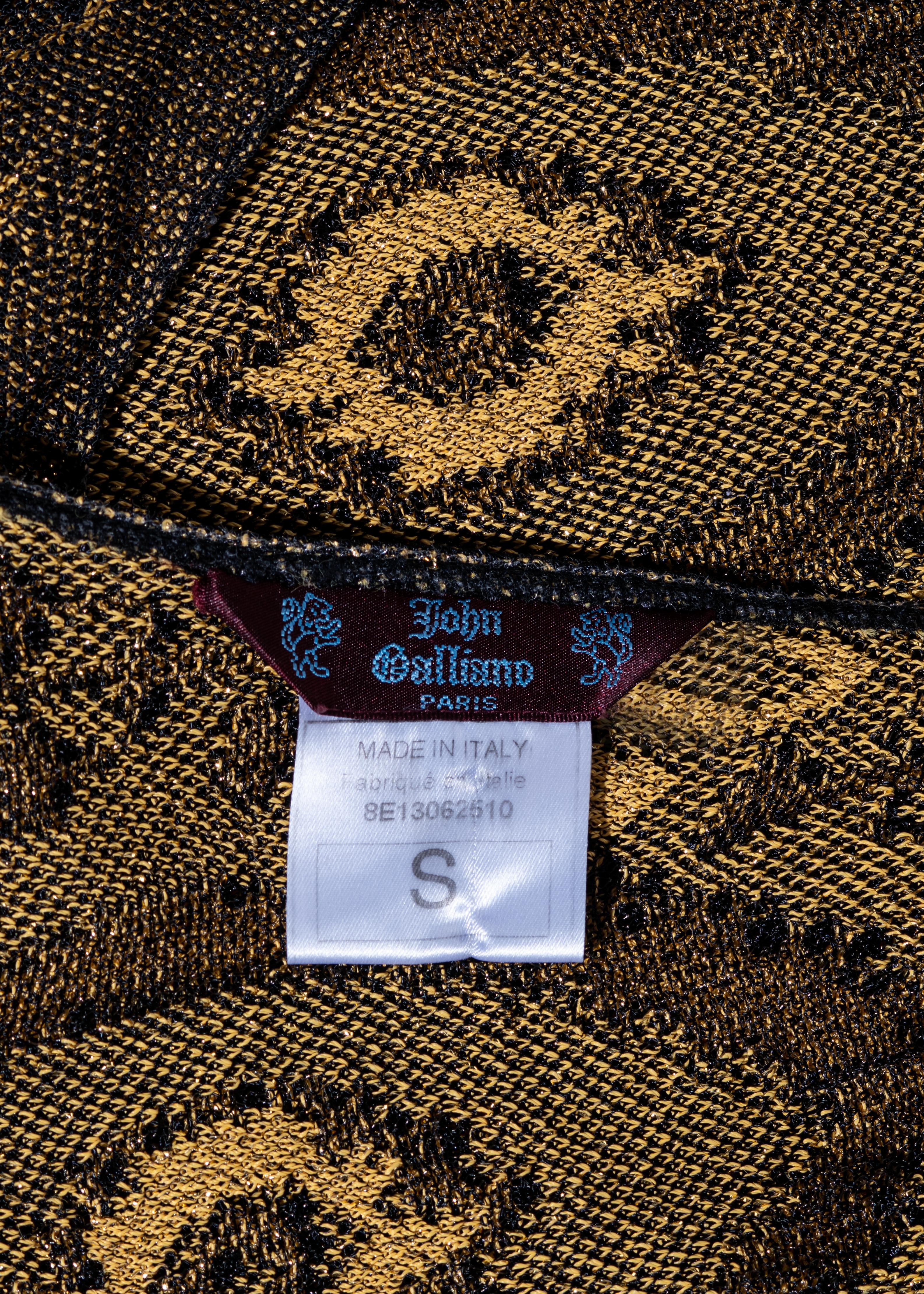 John Galliano Vestido de noche de lúrex de punto jacquard dorado, ss 1998 3