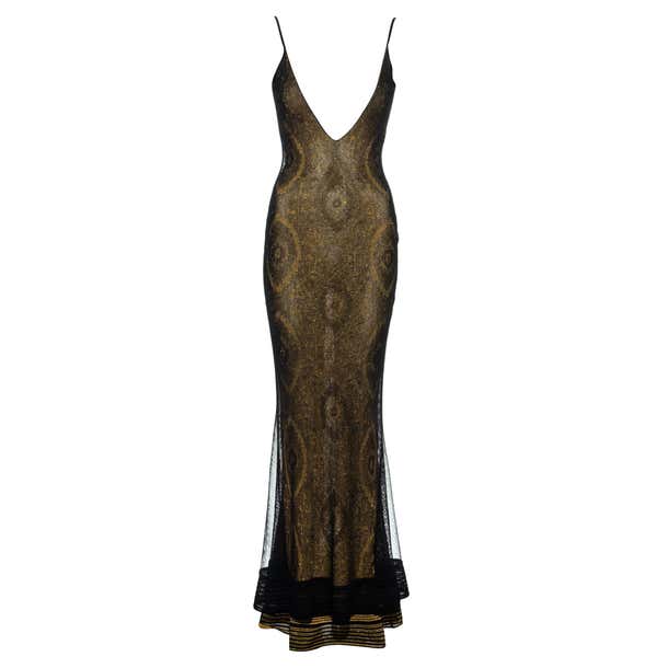 John Galliano gold jacquard knitted lurex evening dress, ss 1998 at ...