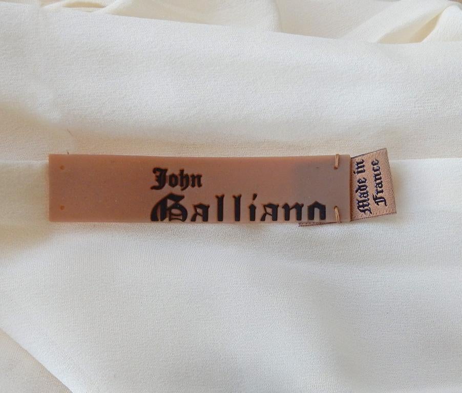John Galliano Grecian Inspired Asymmetric Ivory Silk Chiffon Dress For Sale 2