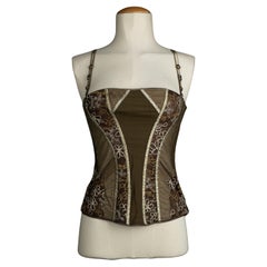 John Galliano green bustier top