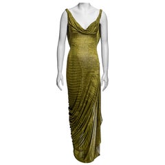John Galliano Green Crocodile-Print Bias-Cut Silk Jersey Evening Dress, FW 2000