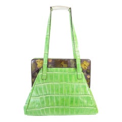 John Galliano Green Leather Frame Bag