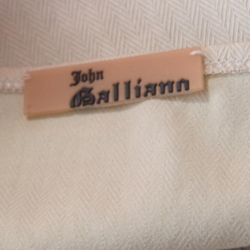 John Galliano - Camisole verte extensible en coton et dentelle avec nœud papillon M Pour femmes en vente