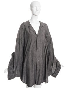 John Galliano grey linen oversized button-up shirt, ss 1985