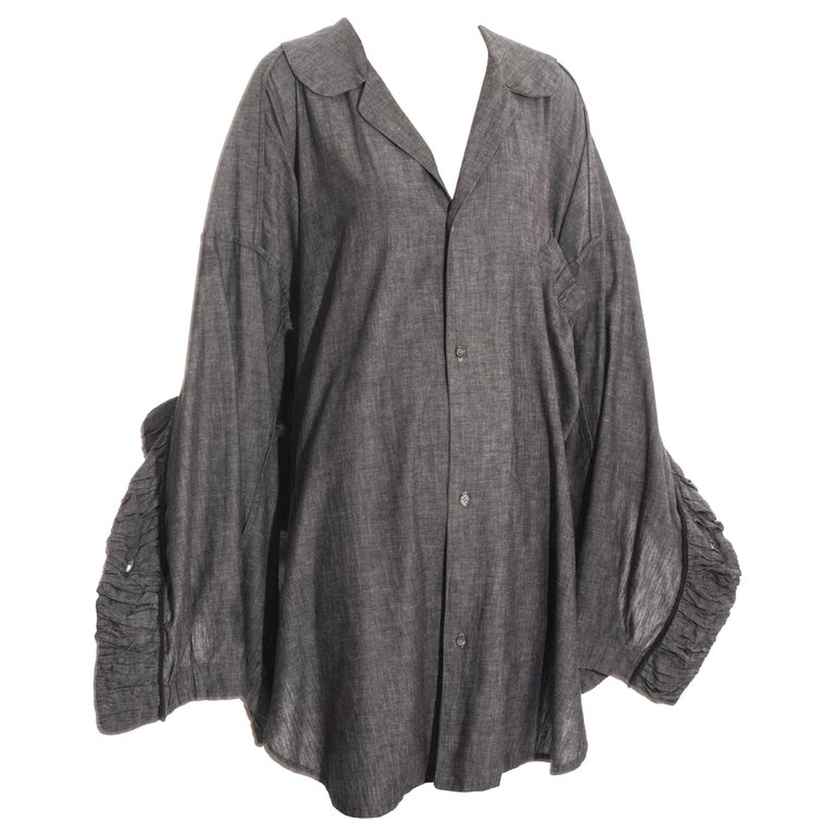 John Galliano grey linen oversized button-up shirt, ss 1985 For Sale at ...