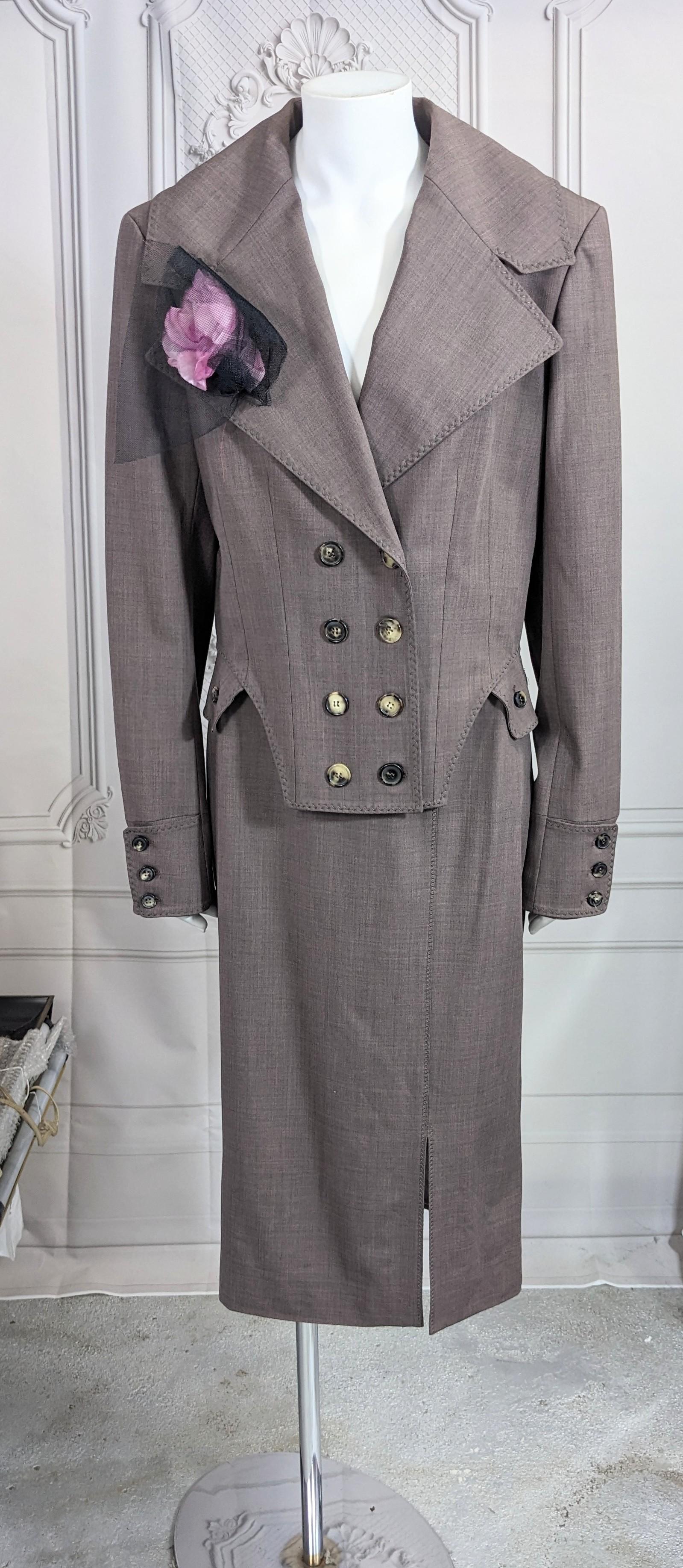 John Galliano Heathered Wool Two Piece Suit S/S 2001 For Sale 7