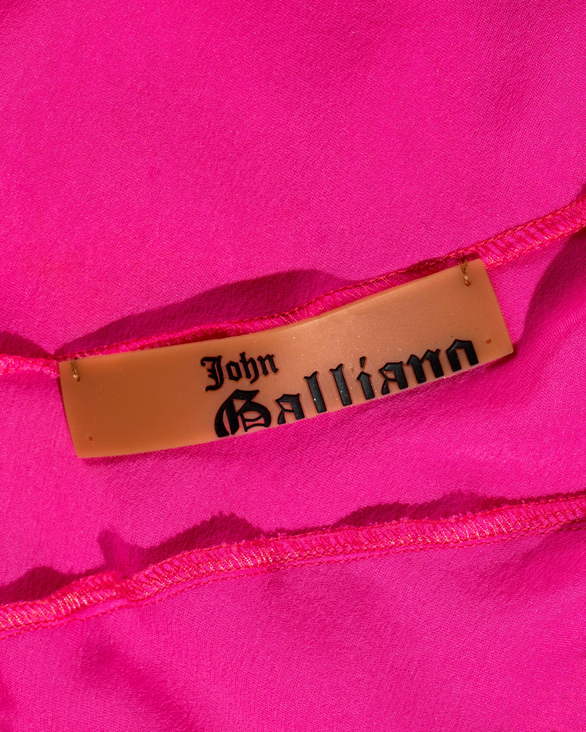 John Galliano hot pink silk chiffon bias-cut evening dress, ss 2004 For Sale 2