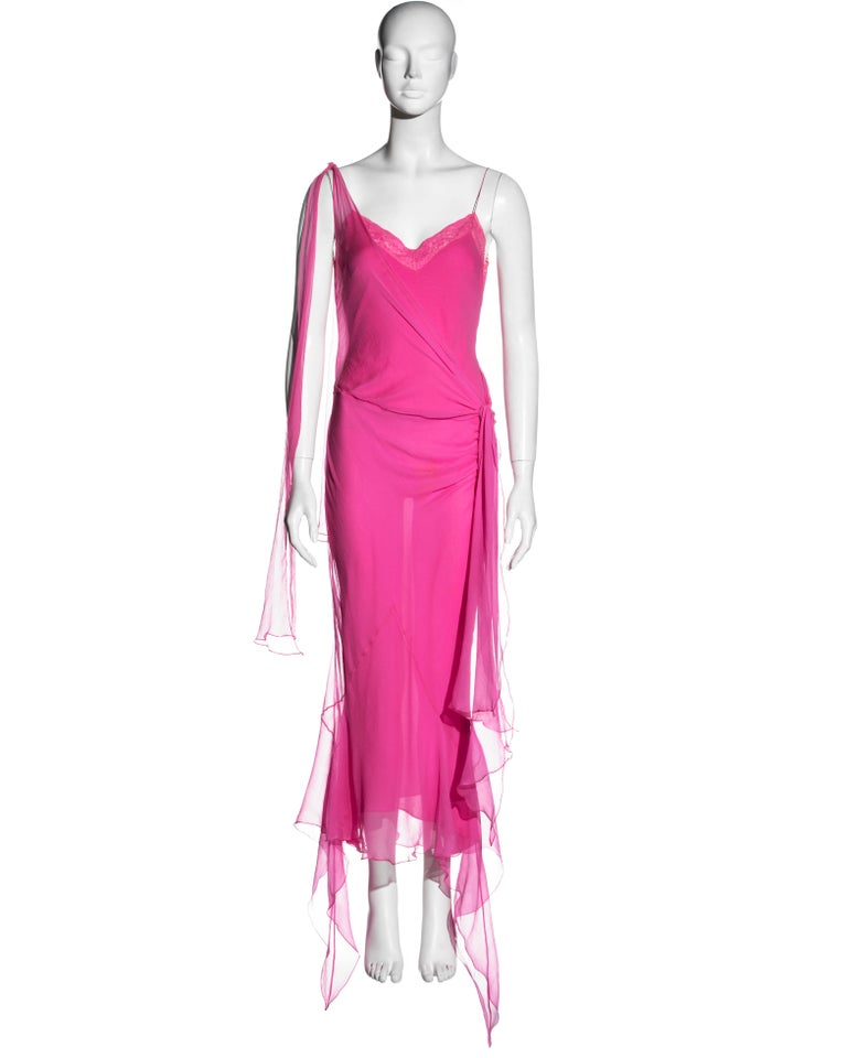 john galliano pink dress Christian Dior by crepe halter-neck lace up dress, fw 1999 Dry cleaned and ready to wear FW 2007 Christian Dior by