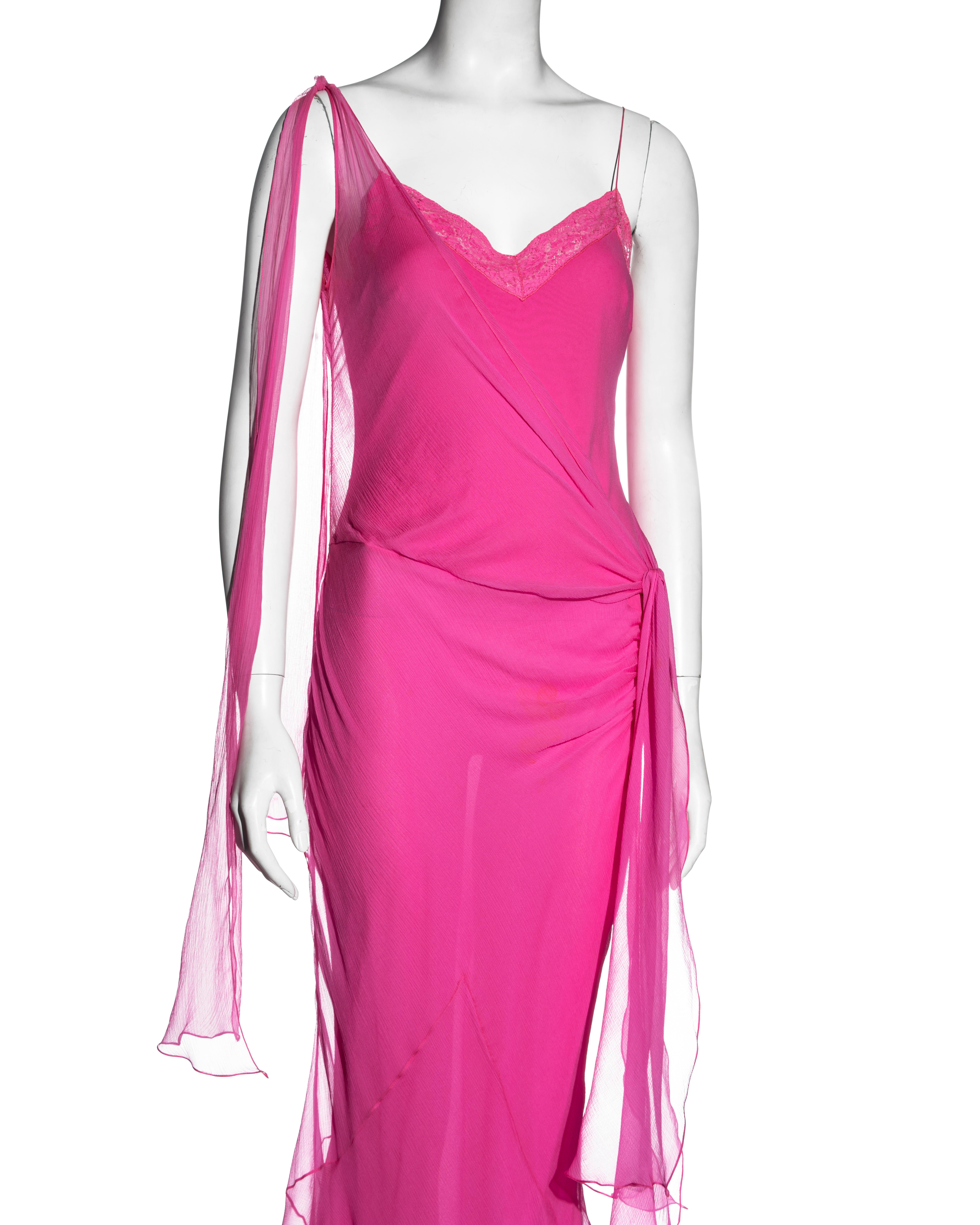 hot pink chiffon dress