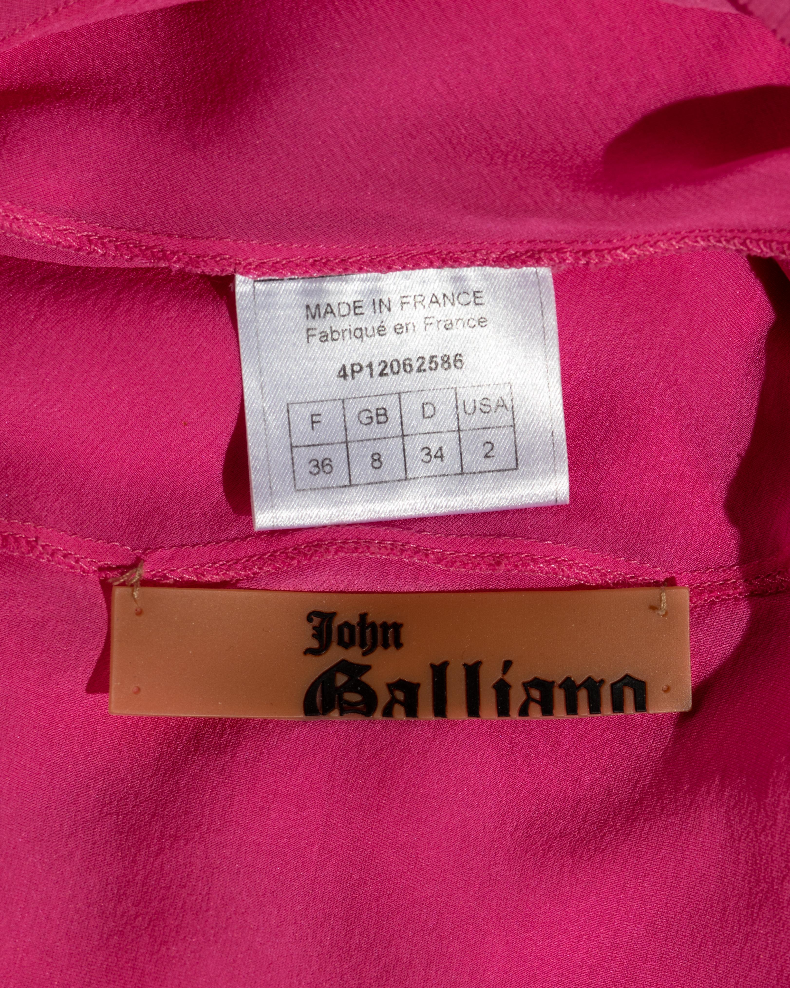 John Galliano hot pink silk chiffon bias cut evening dress, ss 2004 4