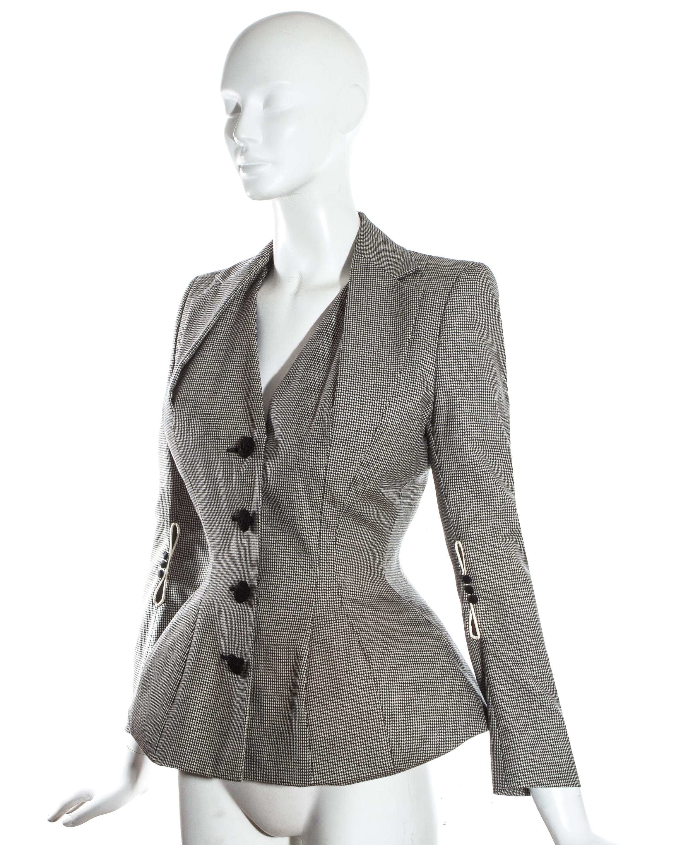 Women's John Galliano hound's tooth check wool jacket with padded hips, ss 1995
