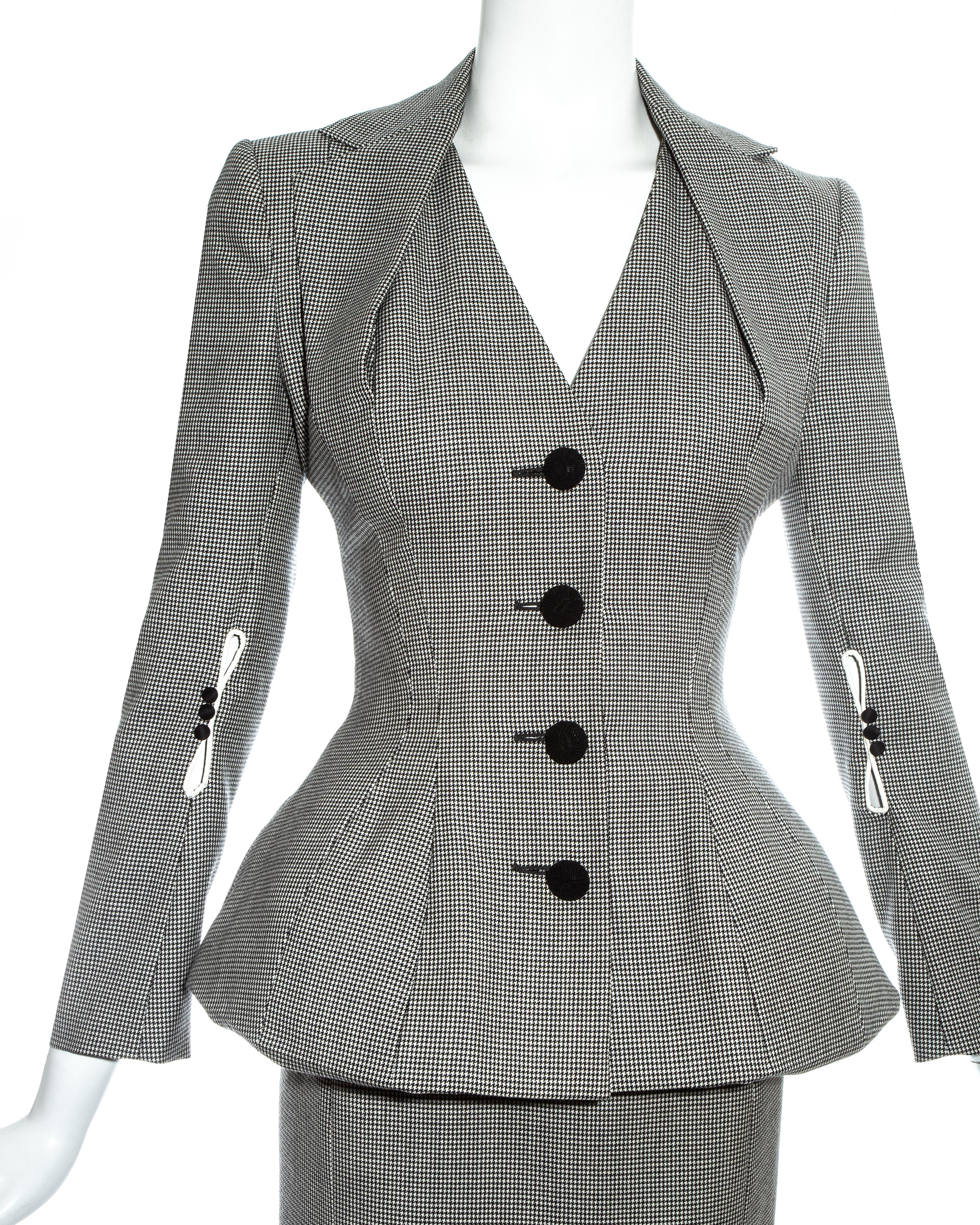 John Galliano hounds tooth check wool skirt suit, ss 1995 In Excellent Condition In London, GB