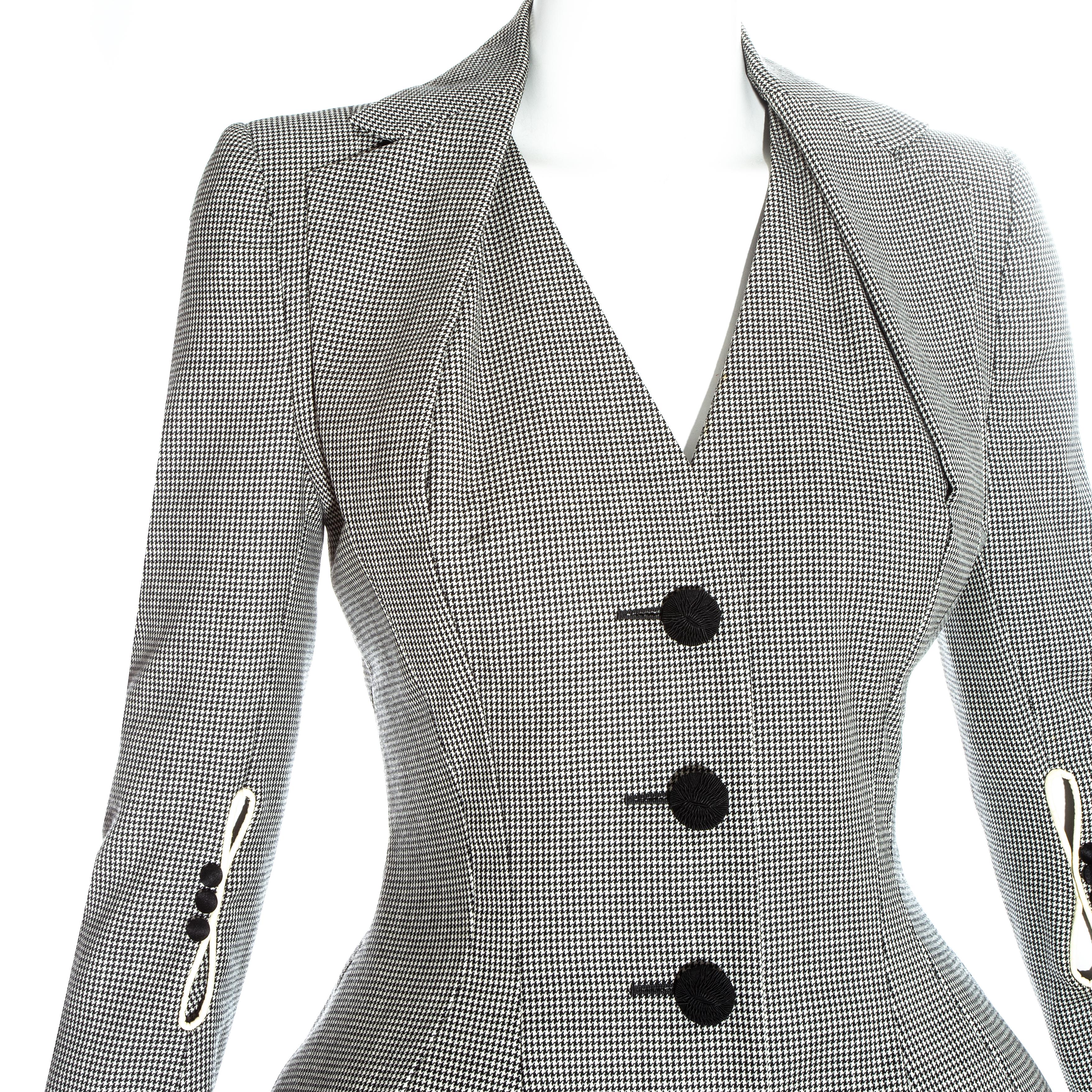 John Galliano hounds tooth check wool skirt suit, ss 1995 In Excellent Condition In London, GB