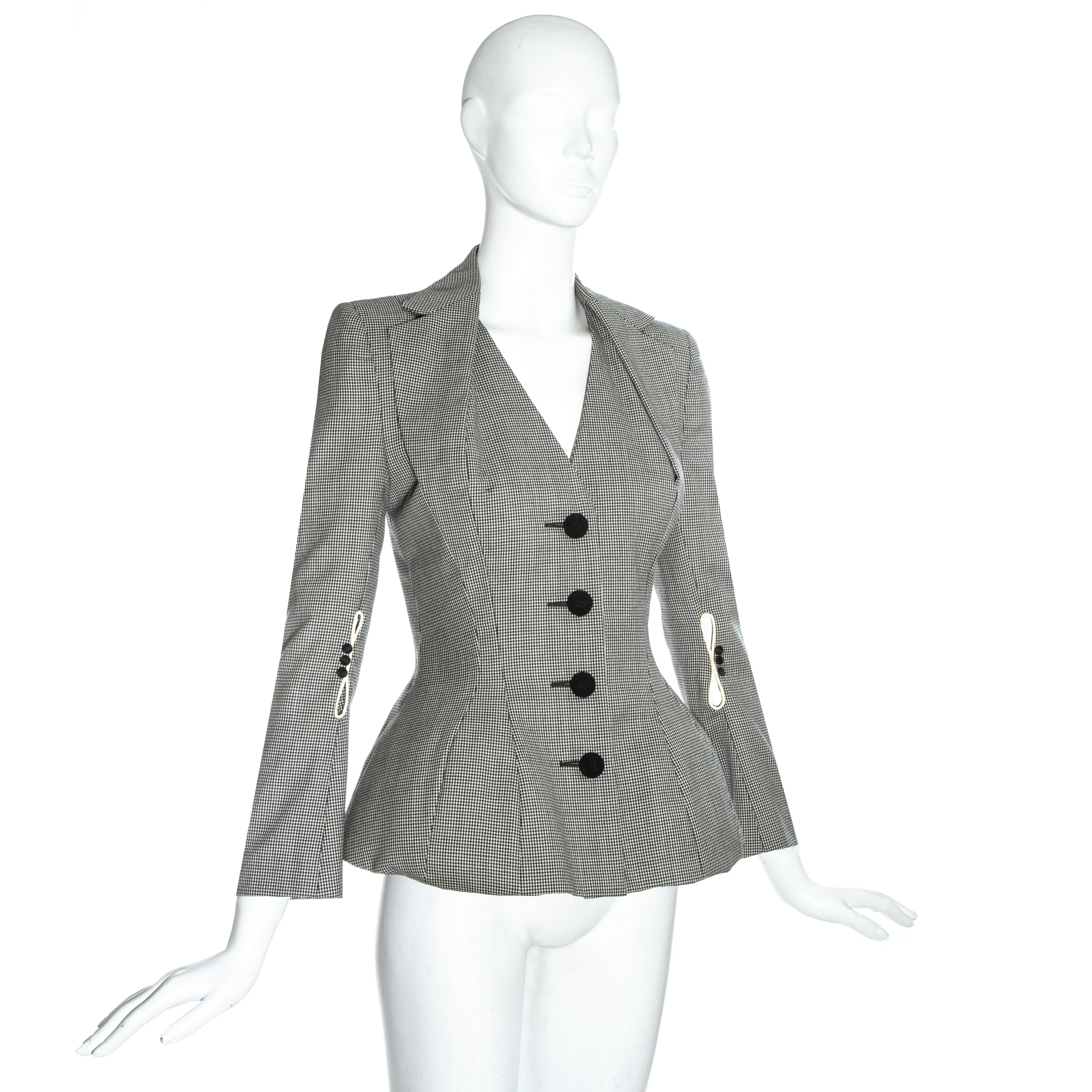 Women's John Galliano hounds tooth check wool skirt suit, ss 1995