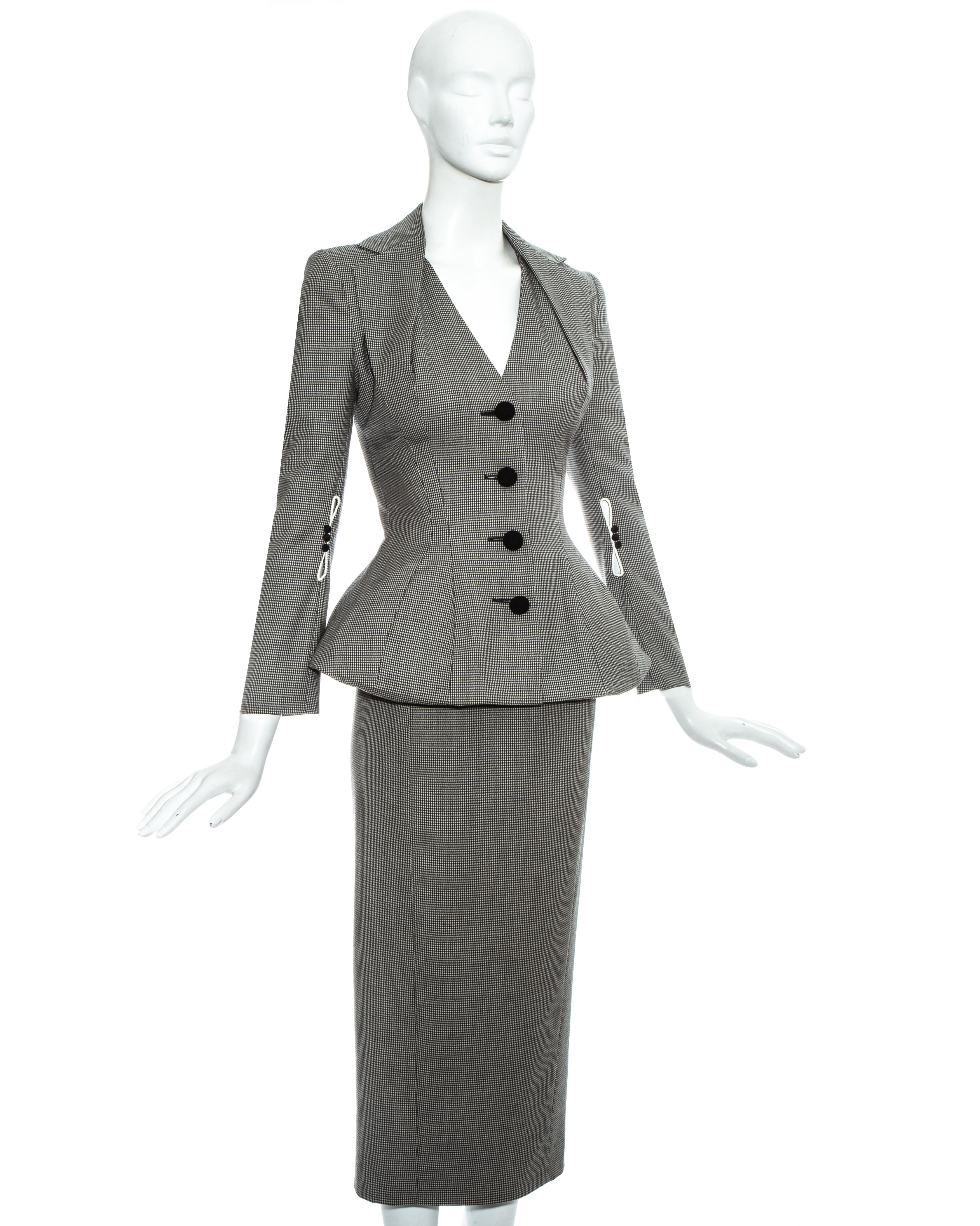John Galliano hounds tooth check wool skirt suit, ss 1995 2
