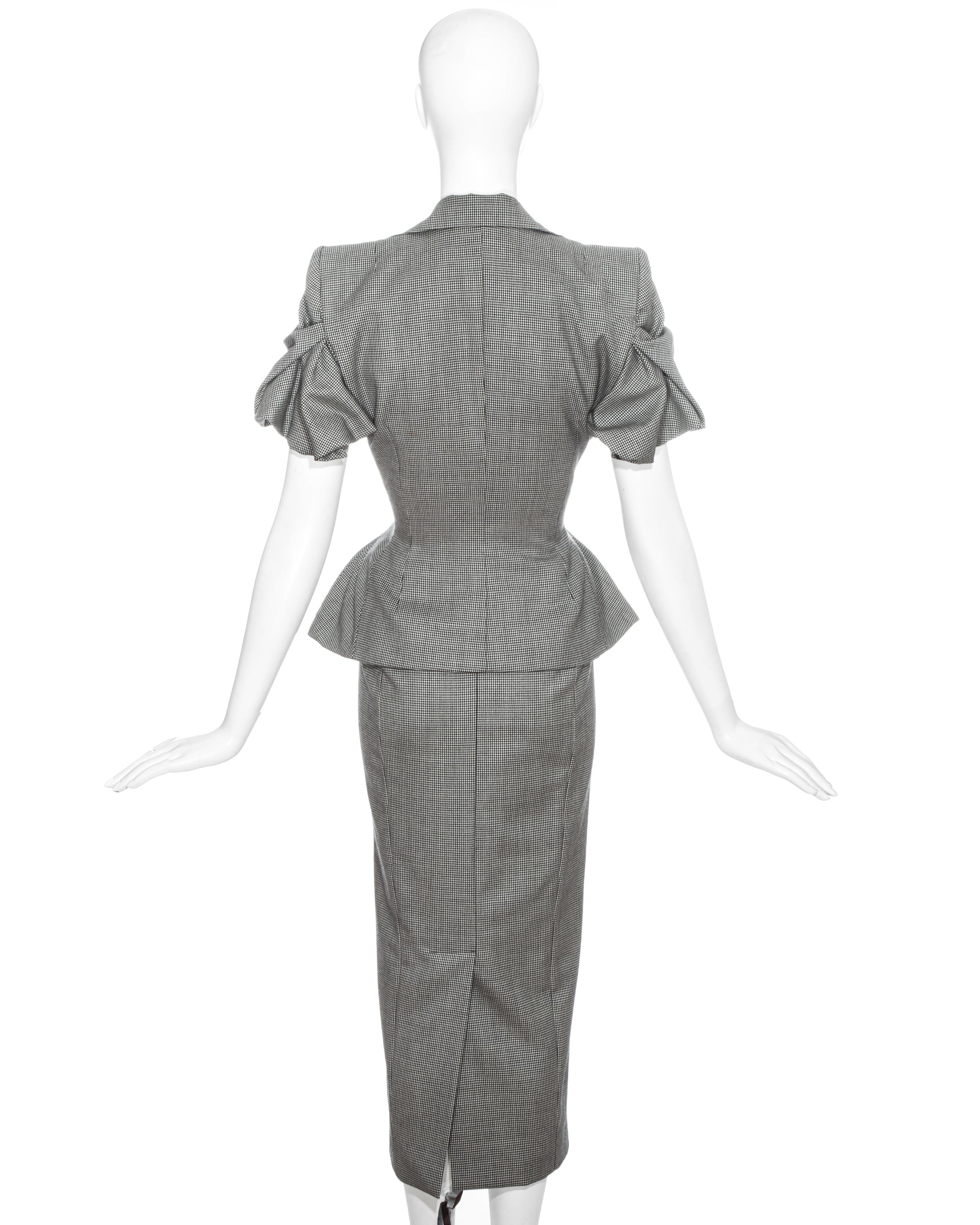 Women's John Galliano hounds tooth check wool skirt suit, ss 1995
