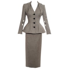 John Galliano hounds tooth check wool skirt suit, ss 1995