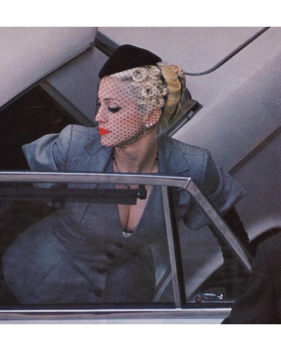 Grigio John Galliano abito con gonna in lana a quadri in pied-de-poule, ss 1995