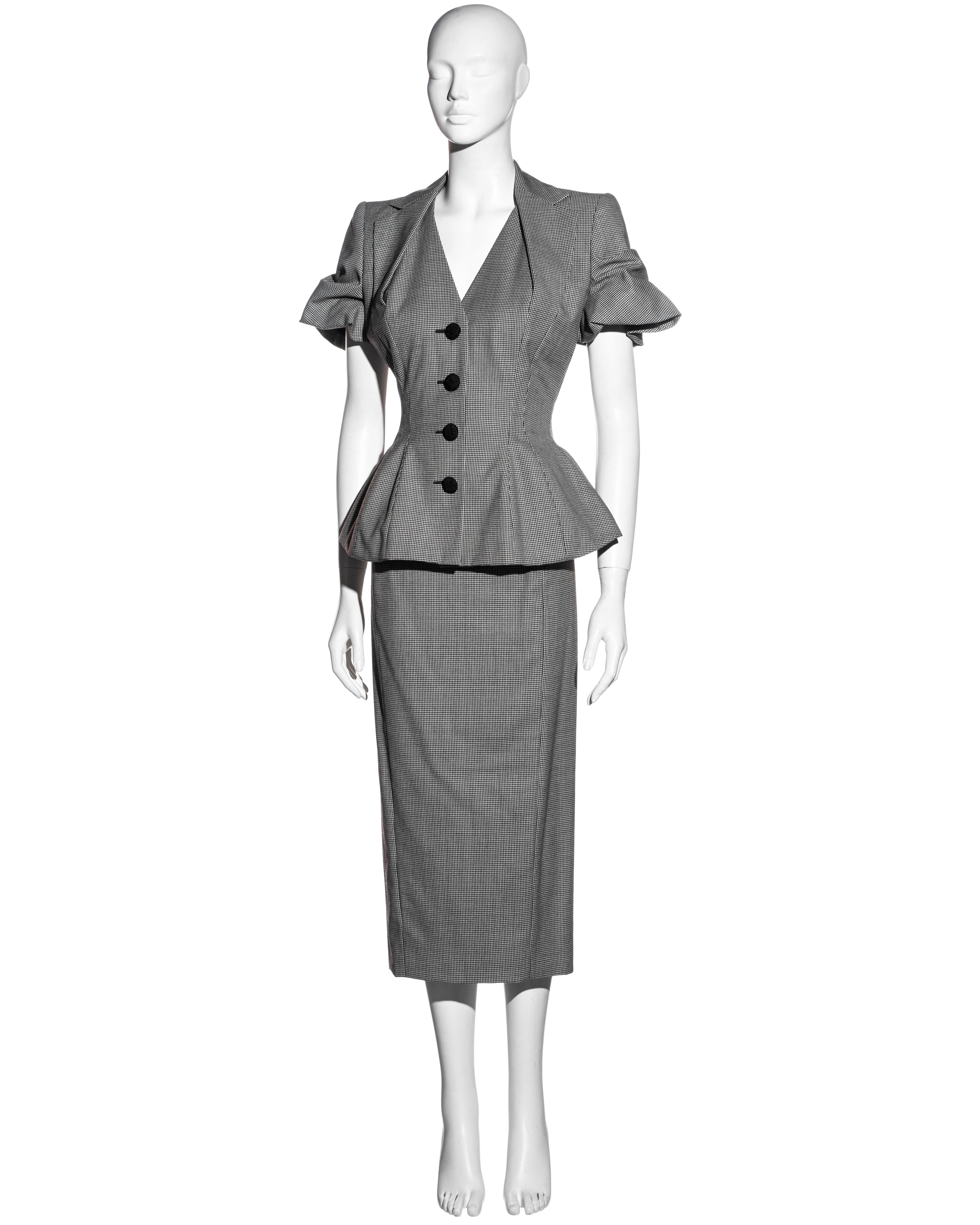 Donna John Galliano abito con gonna in lana a quadri in pied-de-poule, ss 1995