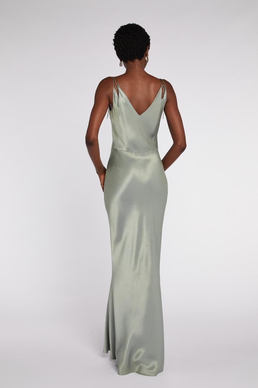 - Spring /Summer 2000

- Sold by Mae Vintage 

- Bias cut slip dress in ice blue satin-backed crêpe

- Double spaghetti strap detail

