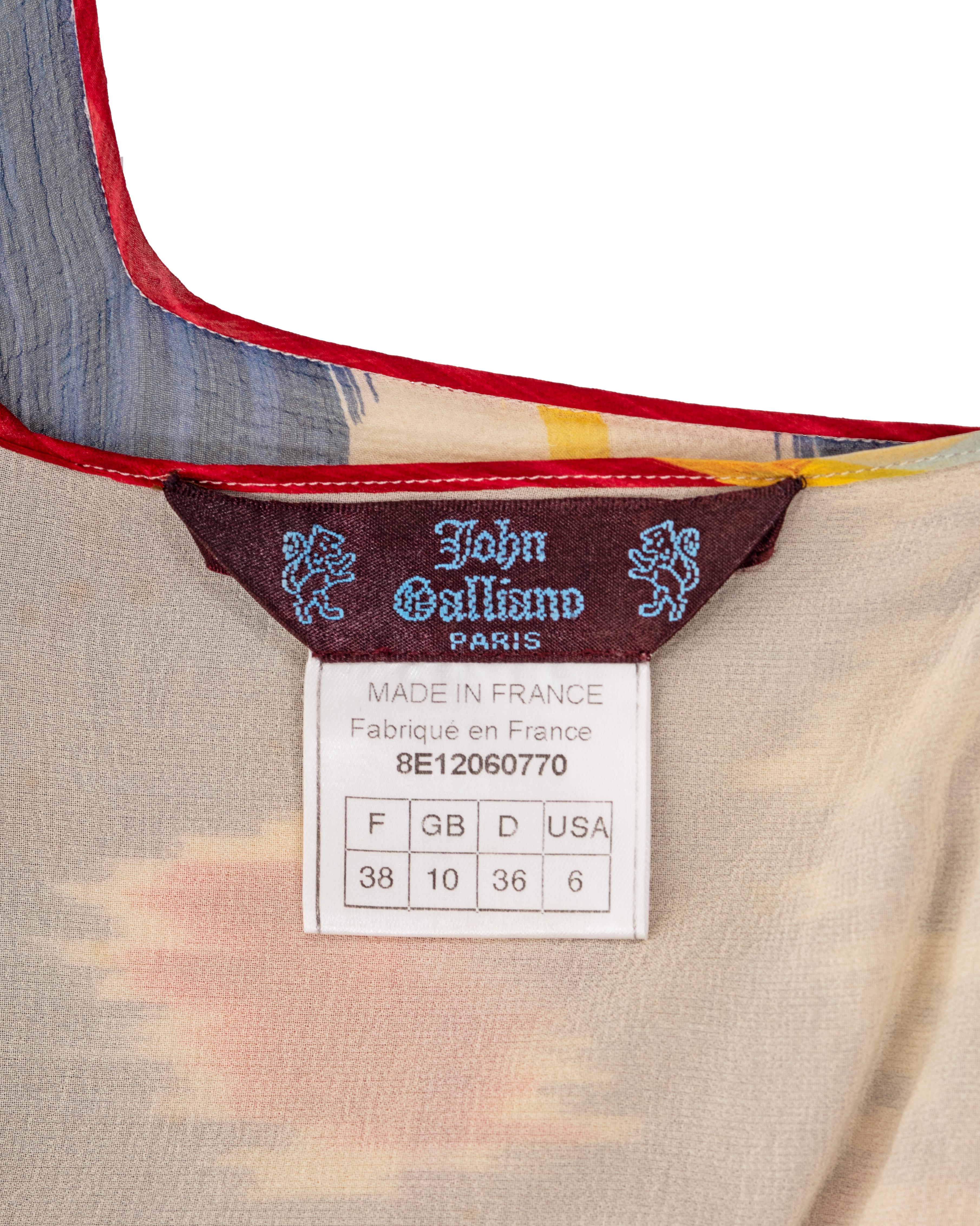 John Galliano - Robe de soirée en mousseline de soie à imprimé ikat coupée en biais, printemps-été 1998 en vente 7