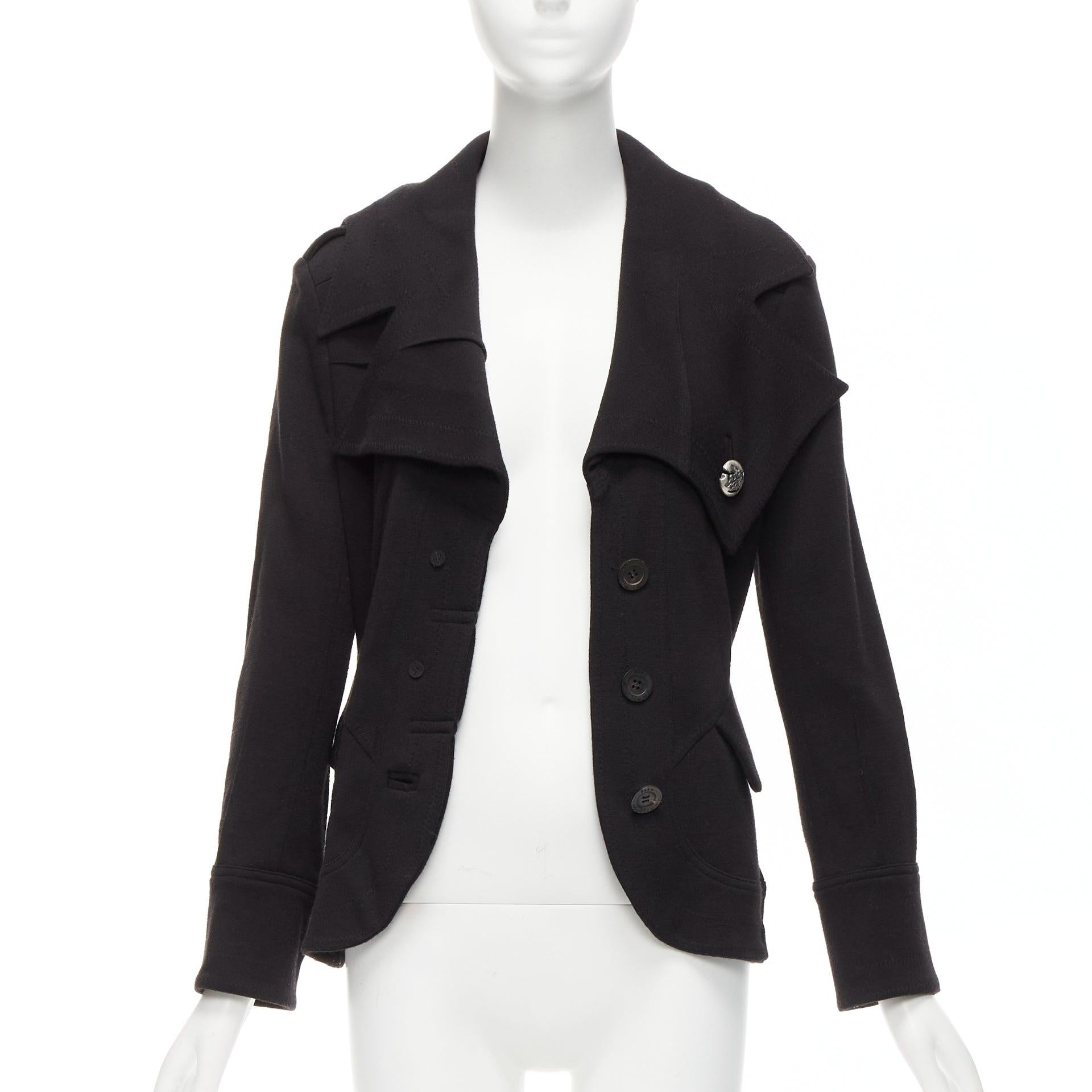 JOHN GALLIANO inverted reconstructed pleat foldover collar blazer jacket FR38 M In Excellent Condition For Sale In Hong Kong, NT