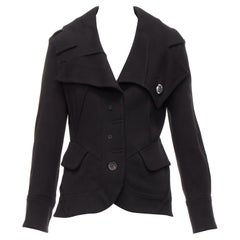 JOHN GALLIANO giacca blazer a pieghe rovesciate ricostruita con colletto foldover FR38 M.