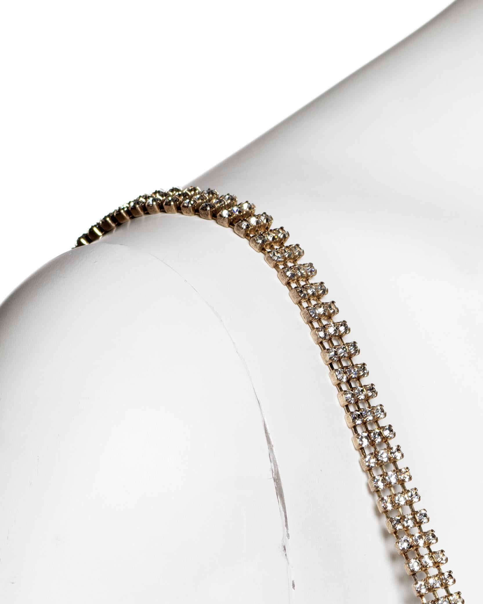 John Galliano Elfenbeinfarbenes Metallic-Jacquard-Slipkleid mit Strassriemen in Strass, F/S 2003 im Angebot 2