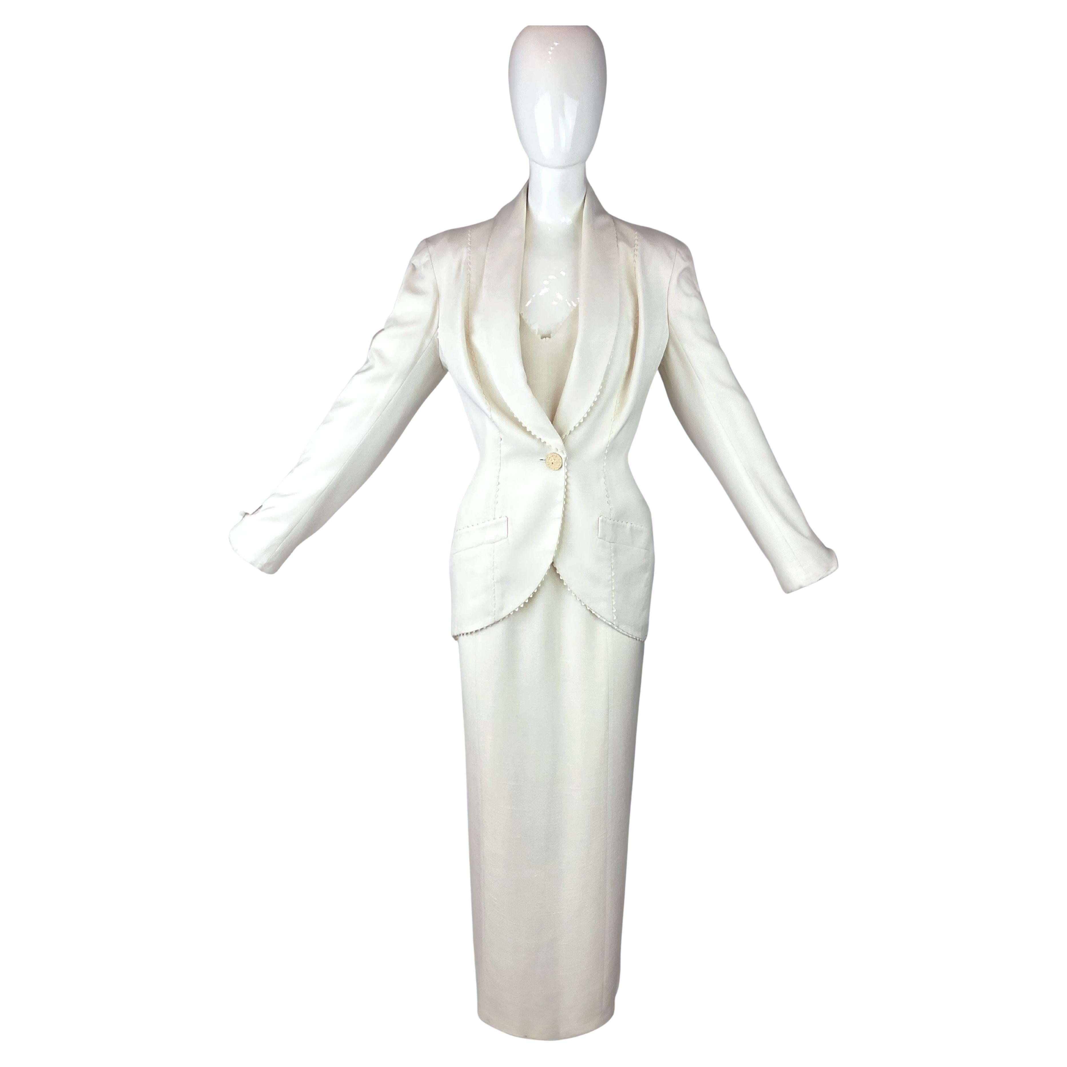 John Galliano Ivory Wedding Dress & Jacket Ensemble Spring / Summer S/S 2000 For Sale