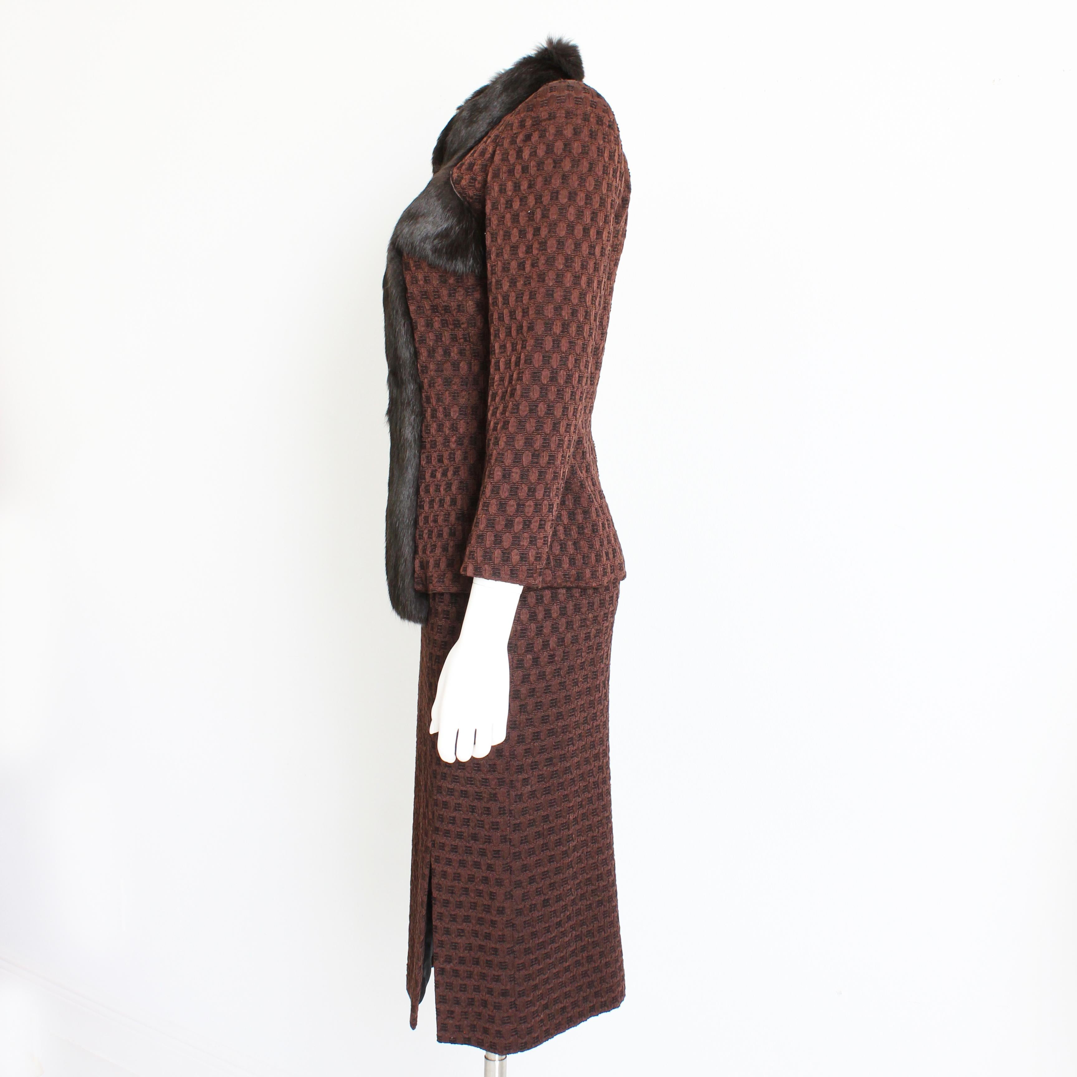 John Galliano Giacca e Gonna Tuta in Lana e Seta con Coniglio 2 pezzi Vintage Sz 6 in vendita 4