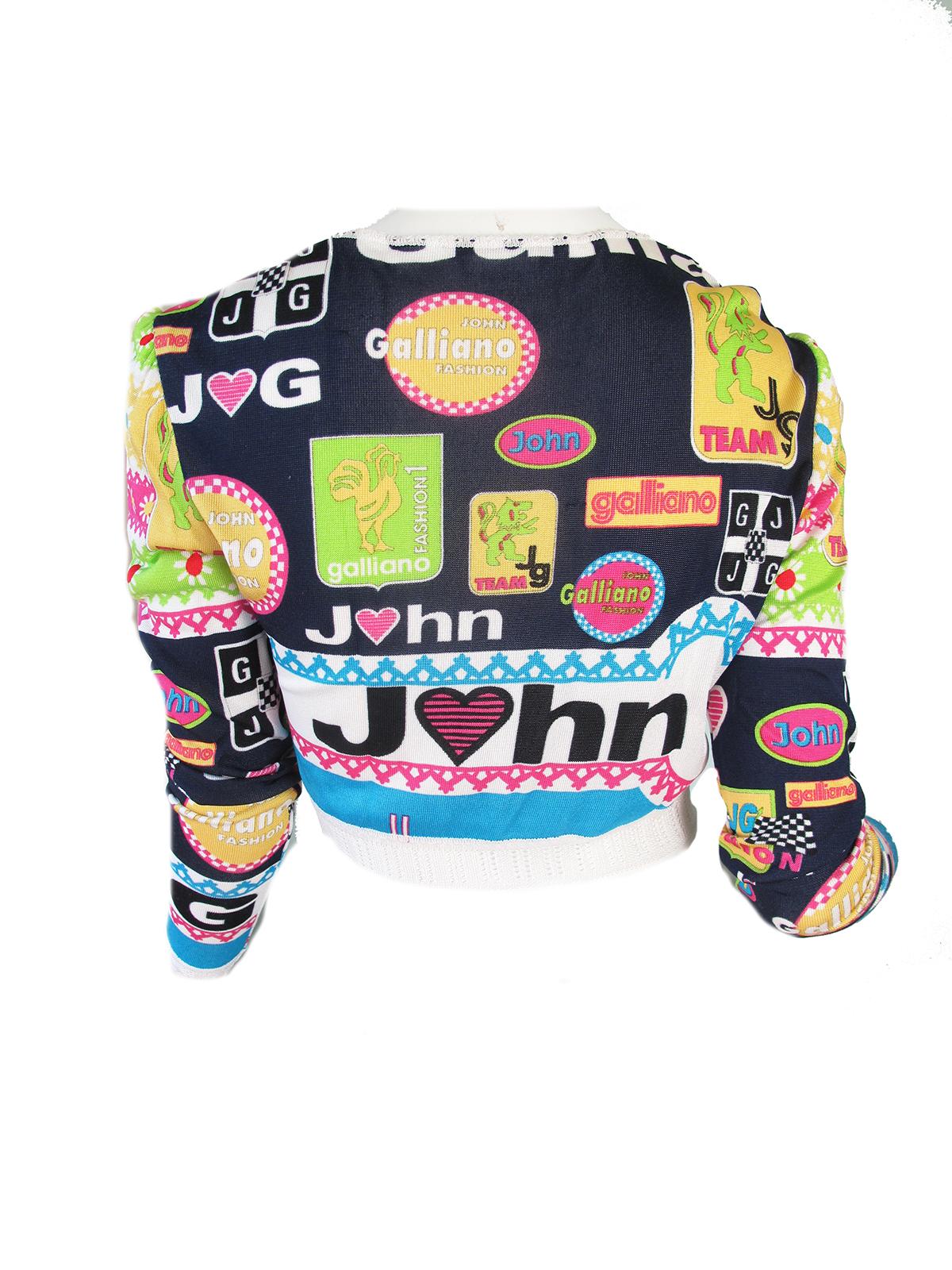 John Galliano graphic cropped cardigan. Crochet trim. 30