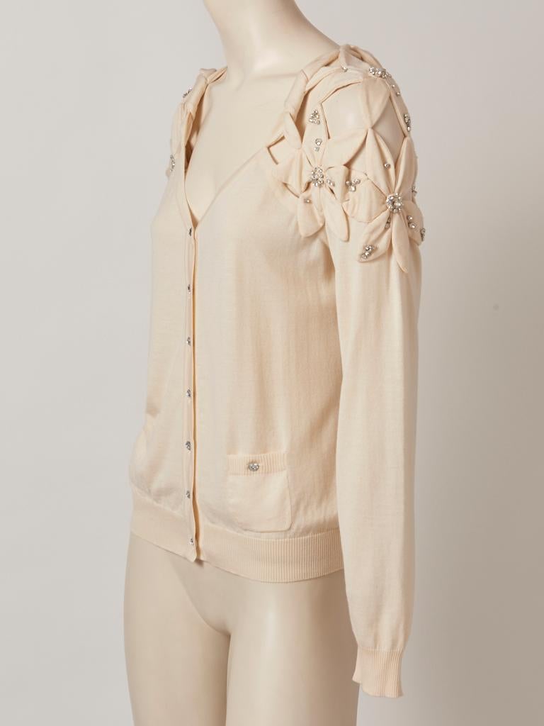 John Galliano Knit Cardigan with Flower Appliques In Good Condition In New York, NY