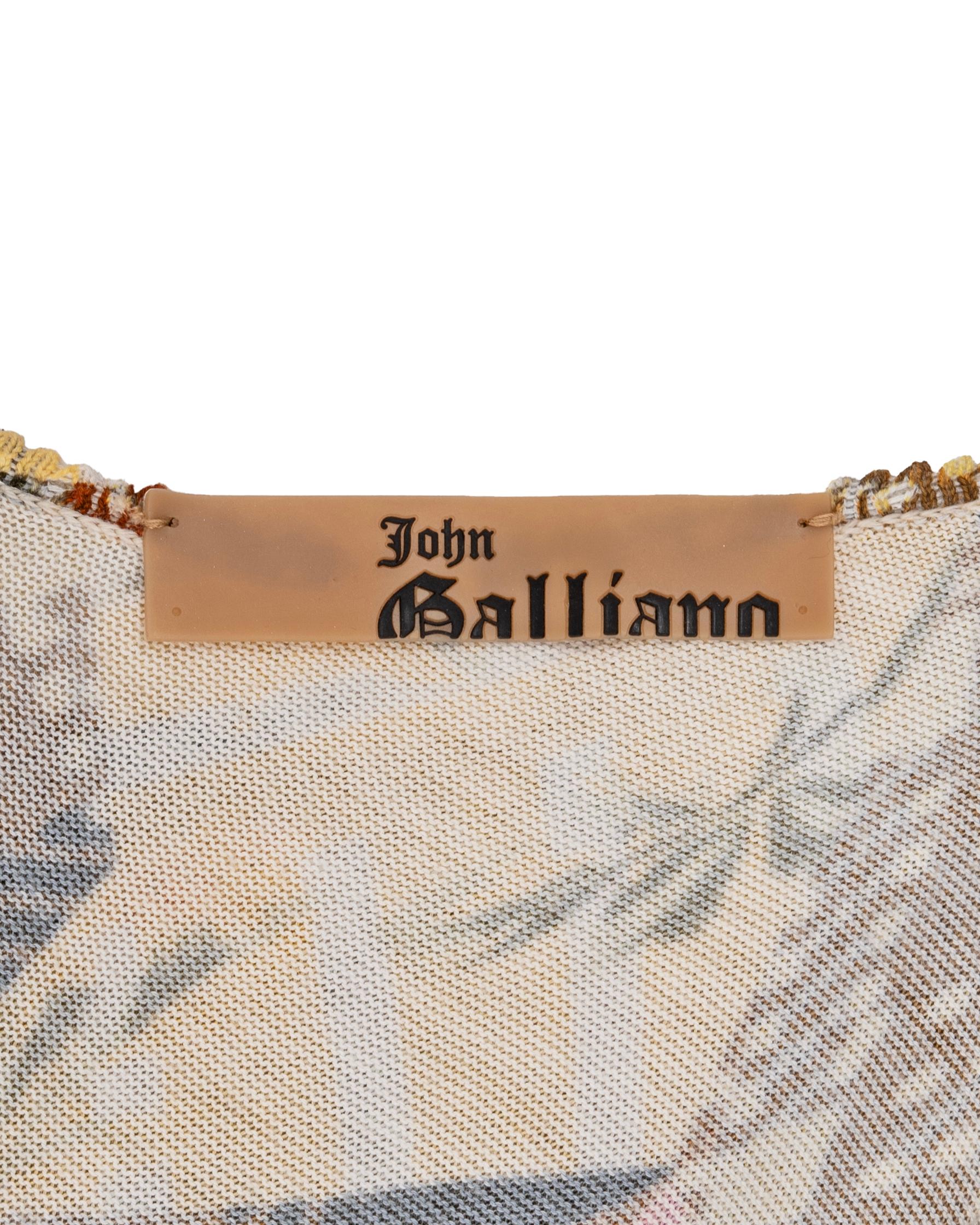 John Galliano knit jersey maxi dress with patchwork motif, fw 2004 For Sale 8