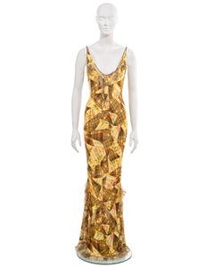 John Galliano knit jersey maxi dress with patchwork motif, fw 2004