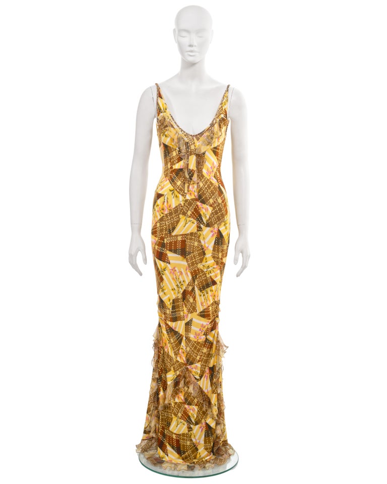 chinese dress ladies 2002 Christian Dior by John Galliano Striped Stretch Knit Low-Plunge G main image 1