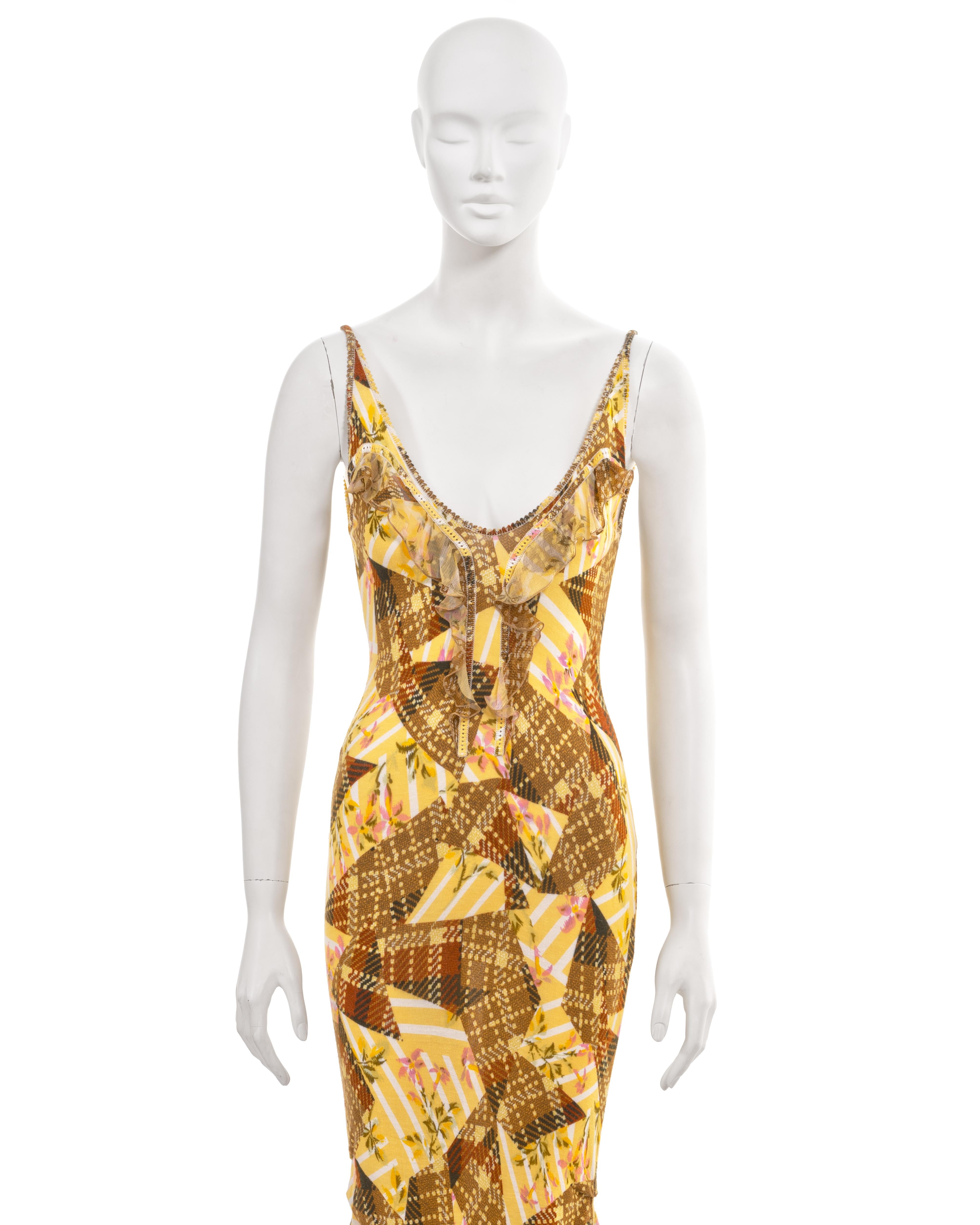 John Galliano knit jersey maxi dress with patchwork motif, fw 2004 In Excellent Condition For Sale In London, GB